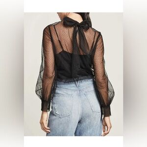 $428 VERONICA BEARD Black Swiss Dot Long Sleeve Voleni Top EUC No Slip Sz 10